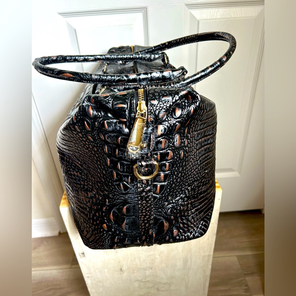 EUC Brahmin LEATHER Croc-Embossed  CarryAll weekender bag in Dusk Melbourne - Picture 5 of 10